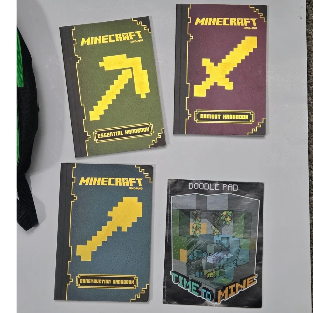 Minecraft Mini Backpack Book Set Lot Handbooks Doodle Pad Green Black Mojang Set